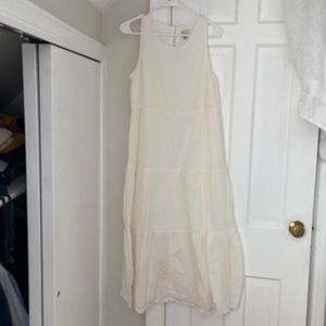White tiered midi dress